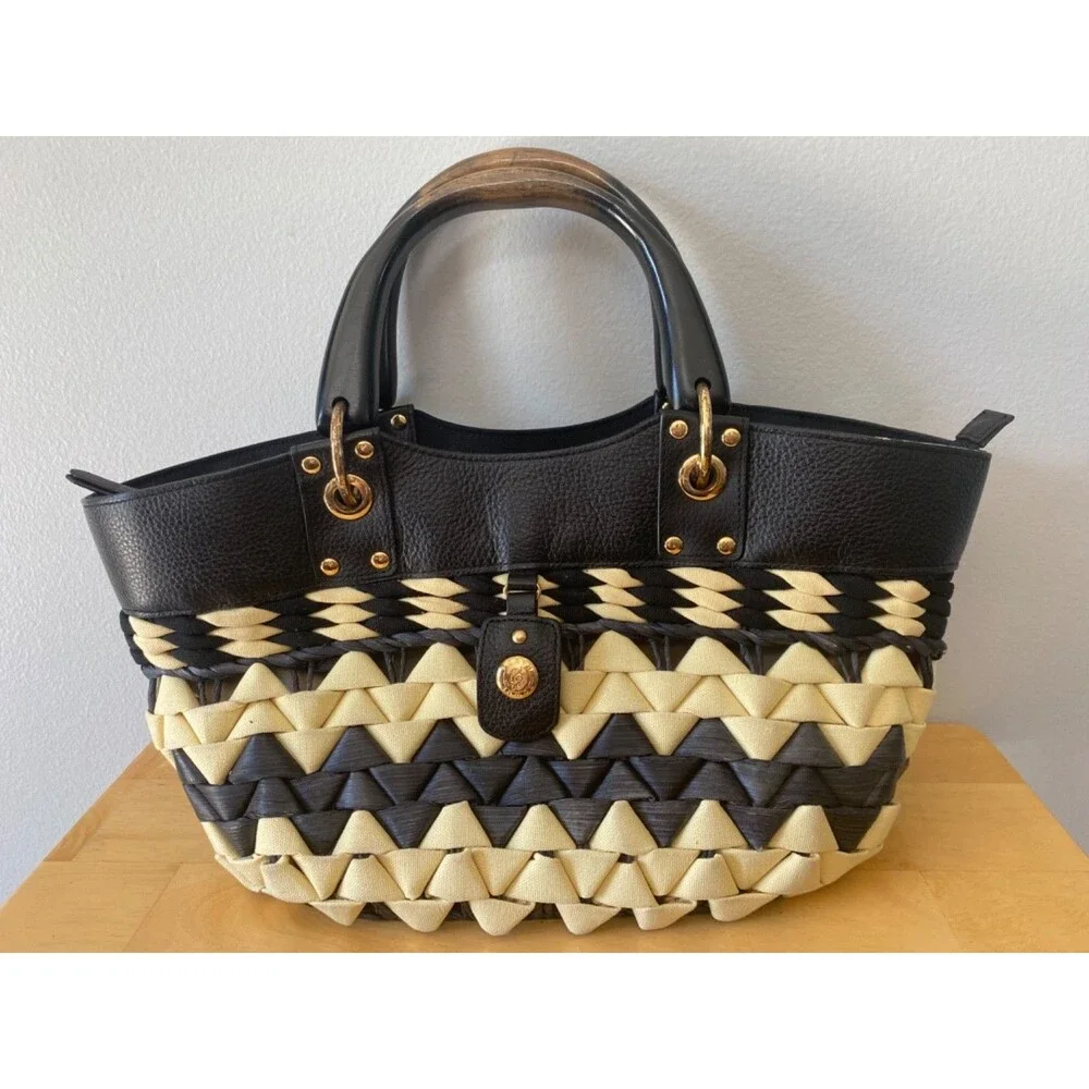 Vintage Forth & Towne Woven Straw Top Handle Satchel Handbag
